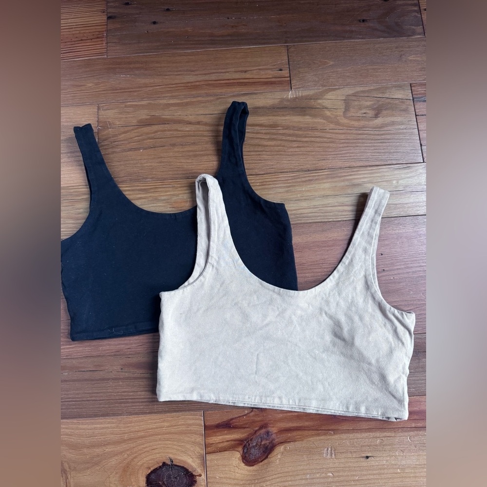 Cotton On Black and Tan Crop Tops